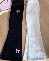 Flare High Waist Butterfly Embroidery Track Pants